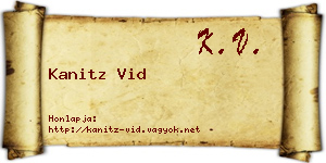 Kanitz Vid névjegykártya